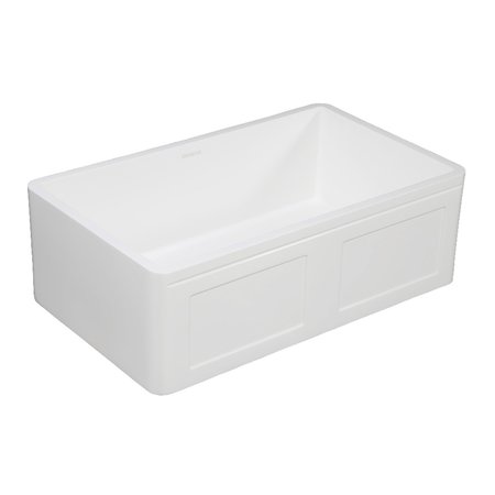 GOURMETIER Solid Surface Stone Apron Front Farmhouse Sgl Bowl Kitchen Sink, White GKFA301810DS